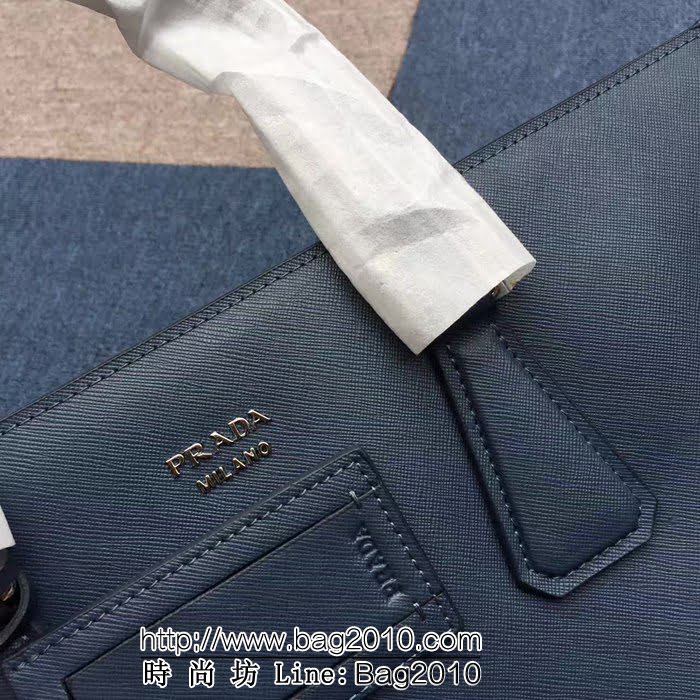普拉達PRADA原單 2VG011-2FA寶藍原版十字紋 PRADA男士公事包 PHY1284